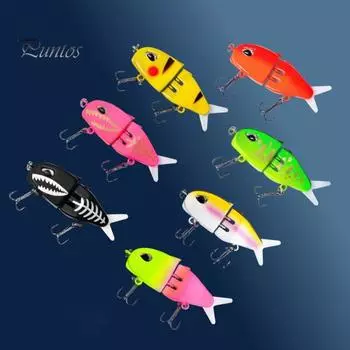 6 см/6,5 г многосоставная рыболовная приманка с двойными крючками, реалистичная двухсекционная пластиковая искусственная приманка для пресноводного и соленого окуня, форели и щуки жёлтый/белый