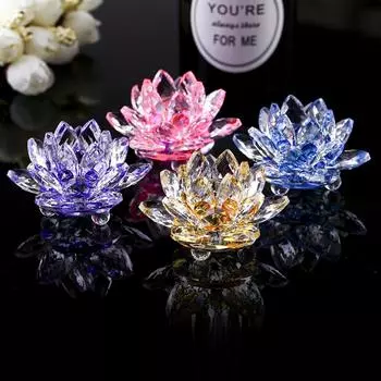 6 см хрустальная фигурка цветка лотоса украшение для дома и свадьбы стеклянная коллекция поделок пресс-папье украшения для стола сувениры подарки