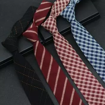 6 см клетчатый галстук для девочек с узором в стиле ретро в полоску из хлопка в повседневном стиле для мальчиков узкая версия