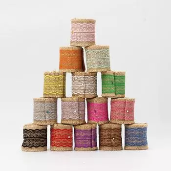 6 см кружевные рулоны мешковины, сделай сам, плоские конопляные декоративные материалы, желтые рулоны мешковины белый