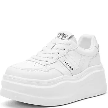 6 см натуральная кожа платформа танкетка балетки модные женские весна осень массивные кроссовки дышащие удобные вулканизированные 35 белый