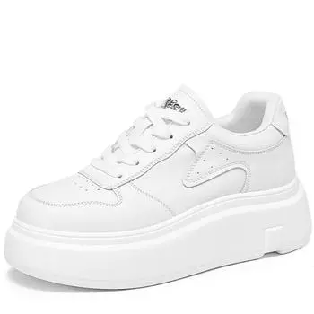 6 см новые кроссовки из микрофибры на осень-весну из вулканизированной кожи для женщин, массивные кроссовки смешанного цвета на платформе и танкетке, повседневные туфли 35 белый