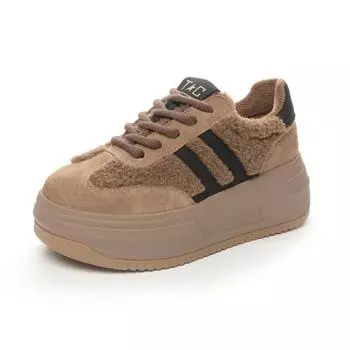 6 см розовые натуральные кожаные модные дышащие повседневные женские туфли на платформе теплые плюшевые зимние осенние удобные ботильоны 34