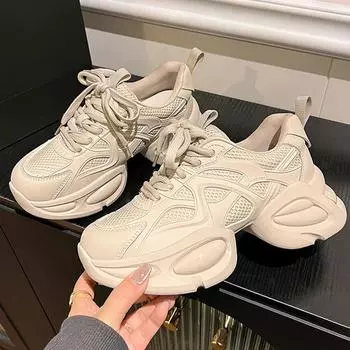 6 см толстая подошва внутренняя высота увеличение женская натуральная кожа коровья кожа весенняя мода повседневная спортивная обувь на шнуровке одинарные туфли 35 покинуть белый