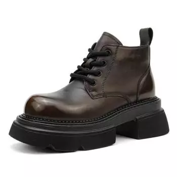 6 см женская обувь весна зима натуральная кожа женские короткие сапоги осень женские сапоги британские кружева ретро тренд женские голые сапоги 35 коричневый