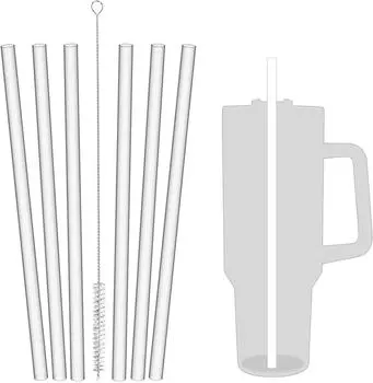 6 сменных соломинок, длинные соломинки с чистящей щеткой для аксессуаров S Tanley Cup One Size