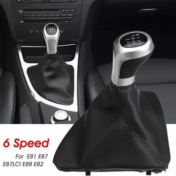 6 Speed Gear Shift Knob, Shifter Lever Boot Cover For BMW 1er E81 E82 E87 E88