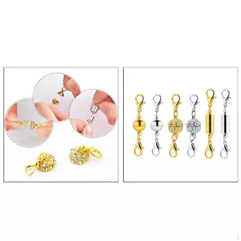 6 стильных магнитных ювелирных застежек для ожерелья, браслета, золотого и серебряного омара