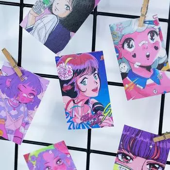 6 стилей/50 шт./40x60 мм мультфильм аниме наклейка для девочек милая декоративная наклейка для девочек наклейка для заметок бумажная этикетка канцелярские принадлежности подарок для детей 01