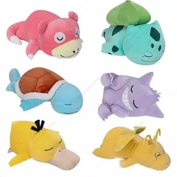 6 стилей Покемон Мягкая игрушка Спящий Сквиртл Бульбазавр Псайдак Драгонайт Снорлакс Генгар Мягкая игрушка Кукла