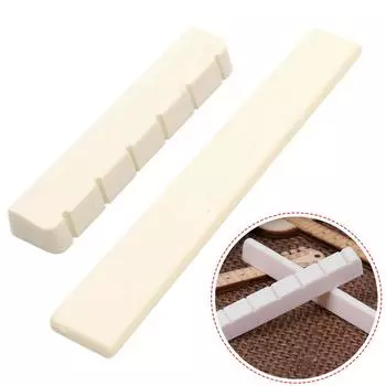6 String Bone Guitar Bridge Saddle Nut White Bone Bridge Replacement Parts 80mm 52mm Real Bone Guitar Nut Saddle Bass For Music