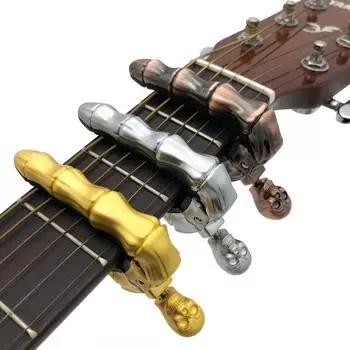 6-струнная гитара с черепом, акустическая классическая электрогитара, аксессуары для бас-гитары, металлическая гитара, кость пальца золотой