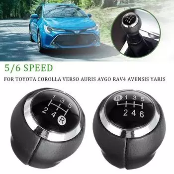 6-ступенчатая автомобильная коробка передач, ручка переключения передач, чехол для рычага переключения передач, гандбольная черная кожаная версия, подходит для Toyota