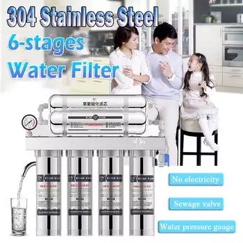 6-ступенчатые фильтры для воды для домашней кухни, очиститель воды из нержавеющей стали, система фильтров, прямой кран для питья, бытовой ультра-фильтр для воды