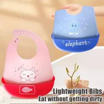 6-ступенчатый регулируемый силиконовый нагрудник для младенцев из пищевого силикона, водонепроницаемый, устойчивый к падению пищи, очень мягкий, не давит на шею розовый