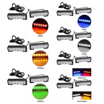 6 светодиодных мигающих фонарей для решетки 12 В 36 Вт, аварийная лампа IP67, водонепроницаемая аварийная стробоскопическая лампа для автомобилей, грузовиков, фургонов, внедорожников жёлтый
