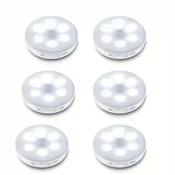 6 светодиодных ночных светильников с датчиком движения, перезаряжаемые через USB, беспроводной настенный светильник для домашнего и наружного использования белый
