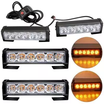 6 светодиодных решетчатых мигающих фонарей 12 В 36 Вт для автомобилей, грузовиков, маячков, IP67, водонепроницаемый аварийный стробоскоп для автомобилей, грузовиков, фургонов, внедорожников жёлтый