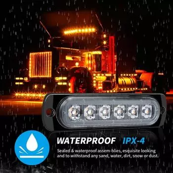 6-светодиодный автомобильный стробоскопический сигнальный светильник, мигающий аварийный боковой свет гриля жёлтый