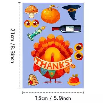 6 тематических наклеек-головоломок на День благодарения, праздничные наклейки для индейки и кукурузы