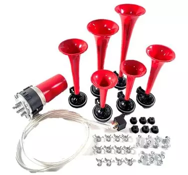 6-ти жильный музыкальный воздушный гудок 12 В автомобильная труба Yankee Horn Parirari автомобиль мотоцикл индивидуальные детали (крестный отец) красный