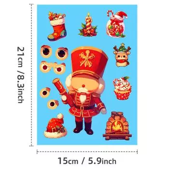 6 Украшений для празднования Рождества, Наклейки с меняющимися лицами, Интерактив для родителей и детей, Сделай сам, Рождественский венок с Санта-Клаусом, Пазл