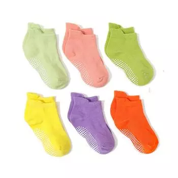 6 упаковок нескользящих детских носков для мальчиков 0-24 мес., носки для новорожденных девочек, нескользящие, для первых ходунков, для младенцев и детей, хлопковые носки XS(0-6M)