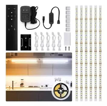 6 установленных полосок 0,5 м для шкафа, ИК-диммирование, двухцветная светодиодная лента с температурой, зеркальный шкаф, гардеробный шкаф