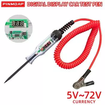 6 В 12 В 24 В 36 В 72 В постоянного тока автомобильный грузовик тестер напряжения цепи цифровой светодиодный длинный зонд ручка лампа автомобильные диагностические инструменты авто ремонт белый