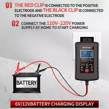 6 В 12 В переключатель ASE кабель адаптера интеллектуальное зарядное устройство аккумулятора несколько защит автомобильное автоматическое зарядное устройство для мотоцикла газонокосилки чёрный