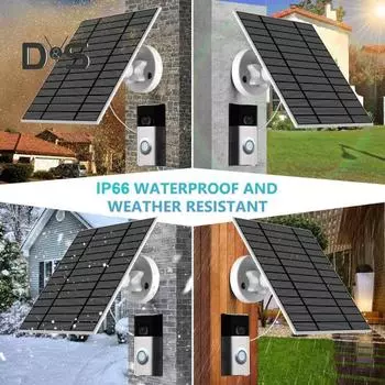 6 Вт солнечное зарядное устройство для дверного звонка Ring 5 В IP66 водонепроницаемая солнечная панель вращающаяся солнечная панель зарядное устройство для дверного видеозвонка Ring 2 и других с питанием от батареи чёрный