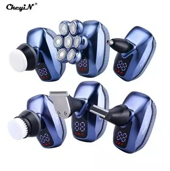 6 в 1 электробритва для мужчин, машинка для стрижки волос, 6 режущих головок, роторный парикмахерский комплект сабельного триммера, перезаряжаемый триммер для носа