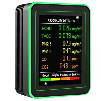 6 в 1 детектор качества воздуха детектор углекислого газа TVOC HCHO многофункциональный тестер AQI точный детектор газа для офиса школы белый
