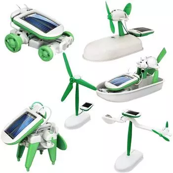6 в 1 DIY Education Learning Power Solar Robot Kit Детские игрушки Подарочные самосборные солнечные науки Timing 1500W