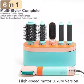 6 в 1 Фен для волос, щипцы для завивки, выпрямитель, расческа, бытовой мультистайлер, набор для укладки волос, фен, щетка для завивки, щипцы для завивки волос, салонный стайлер с горячим воздухом EU Plug