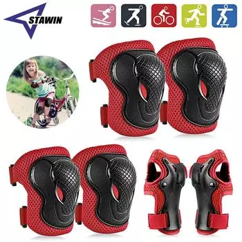 6 в 1 комплект детского защитного снаряжения, наколенники и налокотники, защита запястья, комплект защитного снаряжения для скутера, скейтборда, велосипеда S розовый