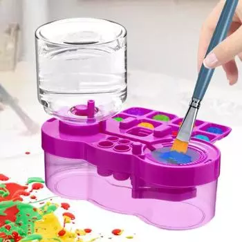 6 в 1 очиститель кистей для художников, учителей, детей, держатель для кистей, палитра, вода фиолетовый