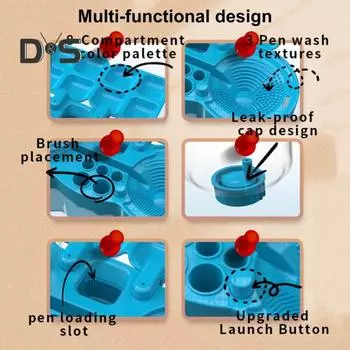 6 в 1 очиститель кистей для художников, учителей, детей, держатель для кистей, палитра, очиститель кистей с циркуляцией воды, портативный инструмент для рисования белый