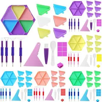 6 в 1 Палитра для сверления большой емкости Инструменты для вышивки крестом Поднос для алмазной живописи Наборы кистей Шестигранные пластины для бисероплетения Ручка для сверления
