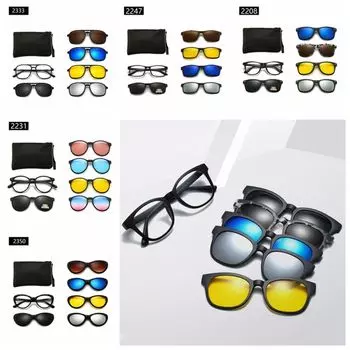 6 в 1 поляризованные оптические магнитные солнцезащитные очки с клипсой на оправе магнитные солнцезащитные очки для велоспорта 3