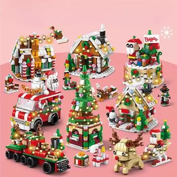 6 в 1 Рождественский поезд Модель Строительные блоки Кирпичи Наборы Классические куклы Детские игрушки Подарок 8967-1