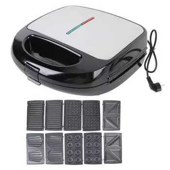 6 в 1 сэндвичница Съемные пластины Антипригарное покрытие Многофункциональная пончики Жареные стейки Сэндвичи Орехи