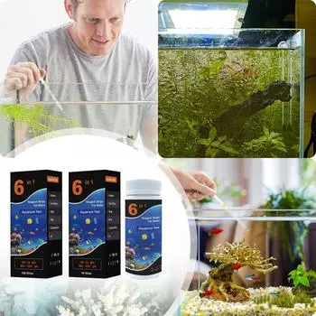 6 в 1 тест-полоски для аквариума, набор для тестирования аквариума, тест-полоски для аквариума для тестирования pH, нитрита, нитрата, общей и карбонатной жесткости One Size