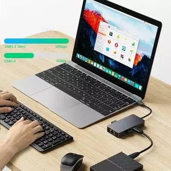 6 в 1 USB 3.2 Type C HUB для 4K 60 Гц HDMI-адаптер-док-станция 3 порта USB 3.2 PD 100 Вт для зарядки RJ45 для ноутбуков Macbook Pro, планшетных ПК