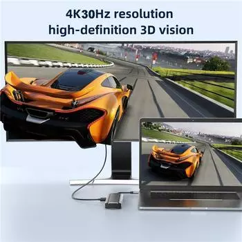 6-в-1 USB C HUB Док-станция USB C с функцией хранения на диске M.2 NVMe SATA SSD Type C - HDMI адаптер для Macbook Pro