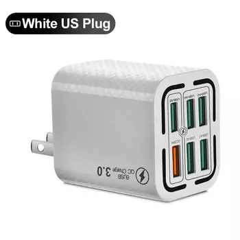 6 в 1 USB зарядное устройство QC3.0 быстрая зарядка быстрое зарядное устройство для Samsung Oppo Xiaomi мобильный телефон зарядный адаптер EU/US/UK вилка US Plug White