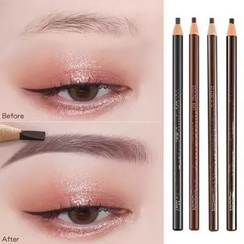 6 вариантов цвета, карандаш для бровей, водонепроницаемый и не размазывающийся, из натуральной древесины, с твердым сердечником, деревянный карандаш для бровей, ручка для бровей