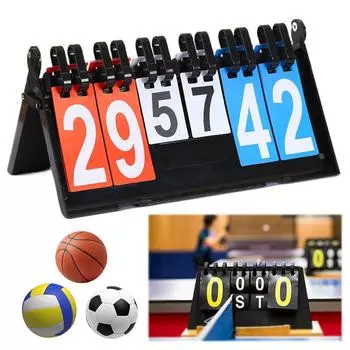 6-значное перекидное табло для подсчета очков, портативное спортивное табло, настольное табло, счетная доска для баскетбола, бадминтона, волейбола