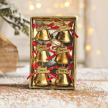 6 золотых металлических колокольчиков для рождественской елки - Декоративные подвески для использования в помещении Diameter 2.5CM