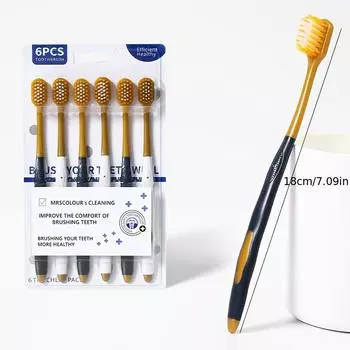 6 зубных щеток премиум-класса с мягкой щетиной для взрослых — ультратонкие волокна, глубокая очистка полости рта, профессиональное стоматологическое качество